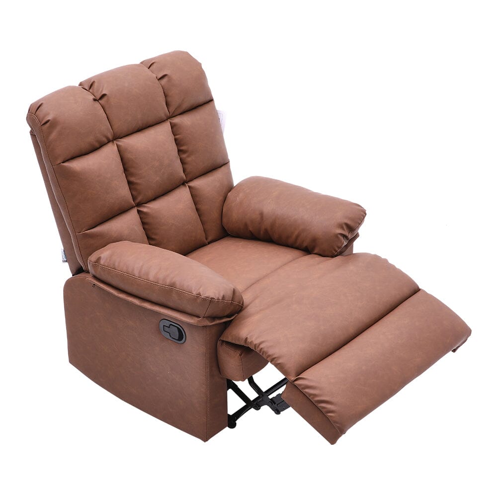 Power Recliner Sofa Brown PU Leather Wooden Frame Living and Home 