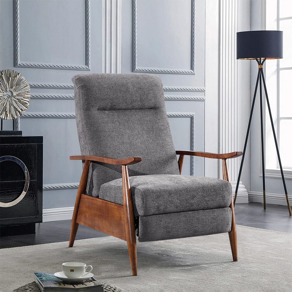 Mid-Century Modern Reclining Armchair – Grey Faux Cashmere Living and Home 