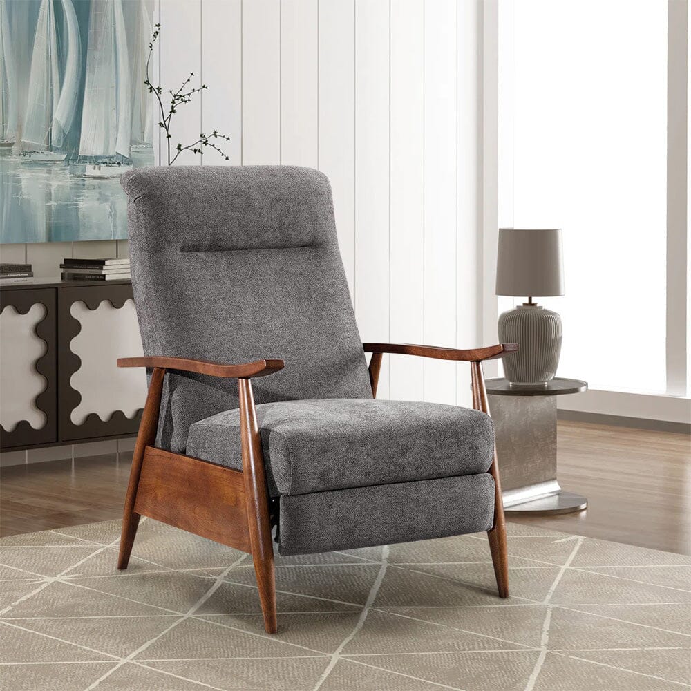 Mid-Century Modern Reclining Armchair – Grey Faux Cashmere Living and Home 