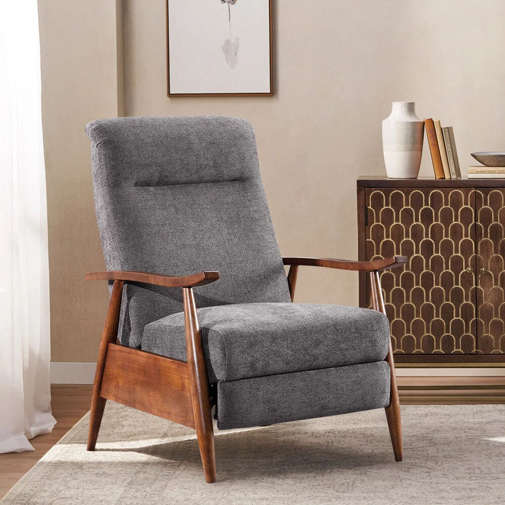 Mid-Century Modern Reclining Armchair – Grey Faux Cashmere Living and Home 