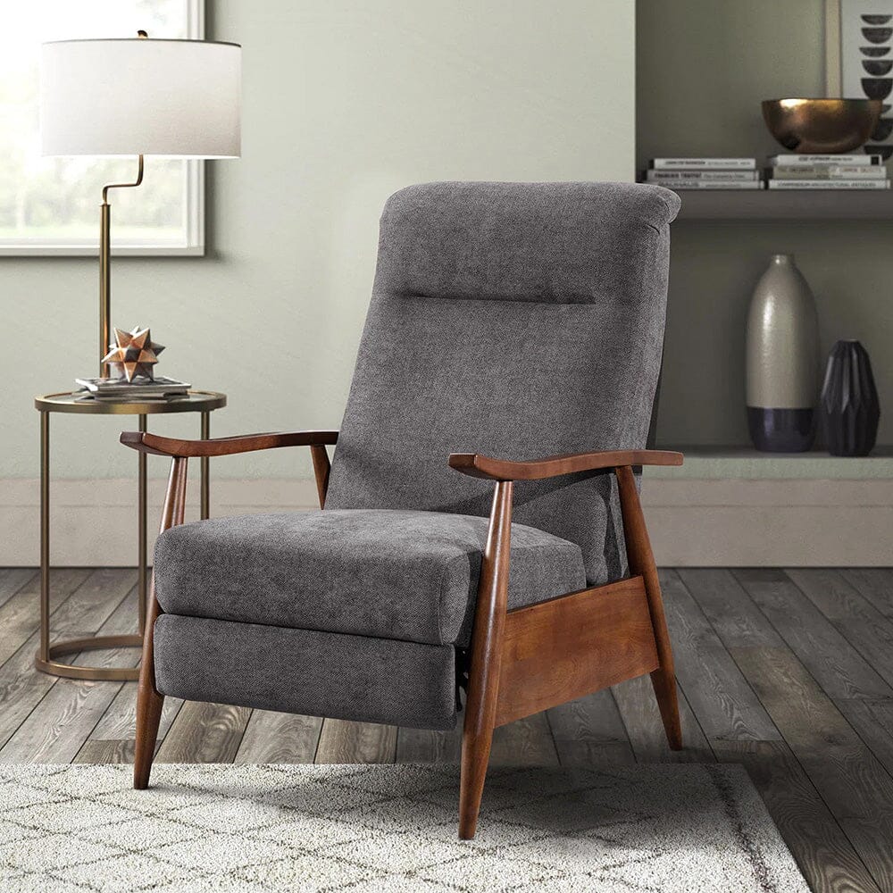 Mid-Century Modern Reclining Armchair – Grey Faux Cashmere Living and Home 