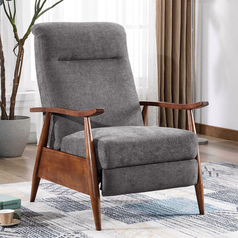 Mid-Century Modern Reclining Armchair – Grey Faux Cashmere Living and Home 