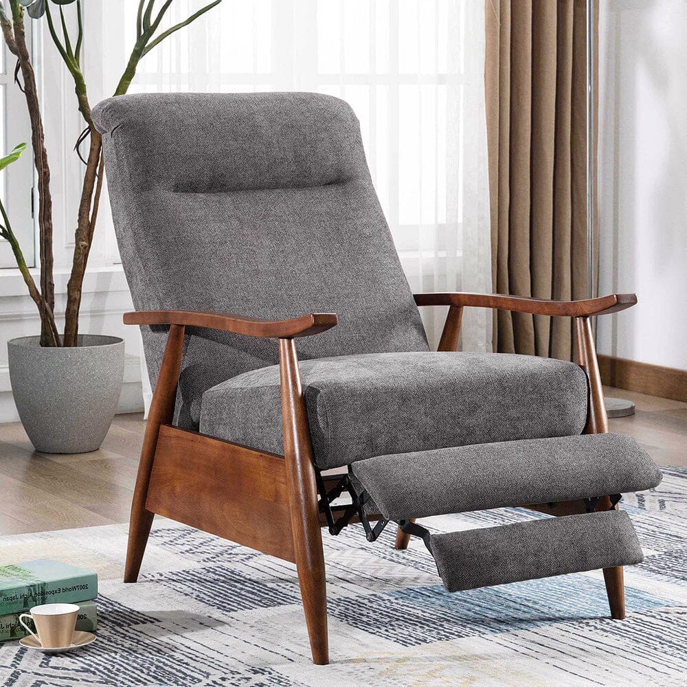 Mid-Century Modern Reclining Armchair – Grey Faux Cashmere Living and Home 