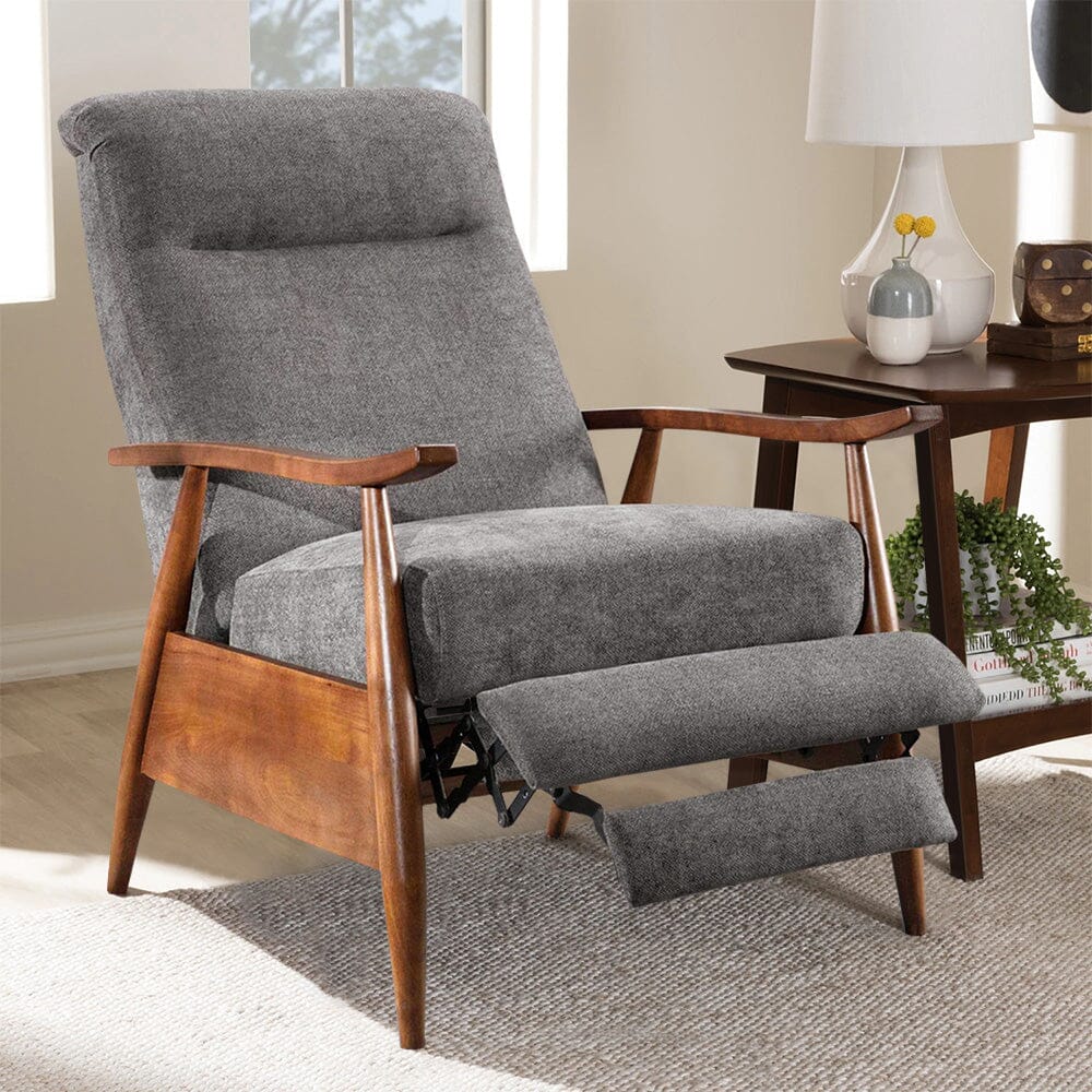Mid-Century Modern Reclining Armchair – Grey Faux Cashmere Living and Home 