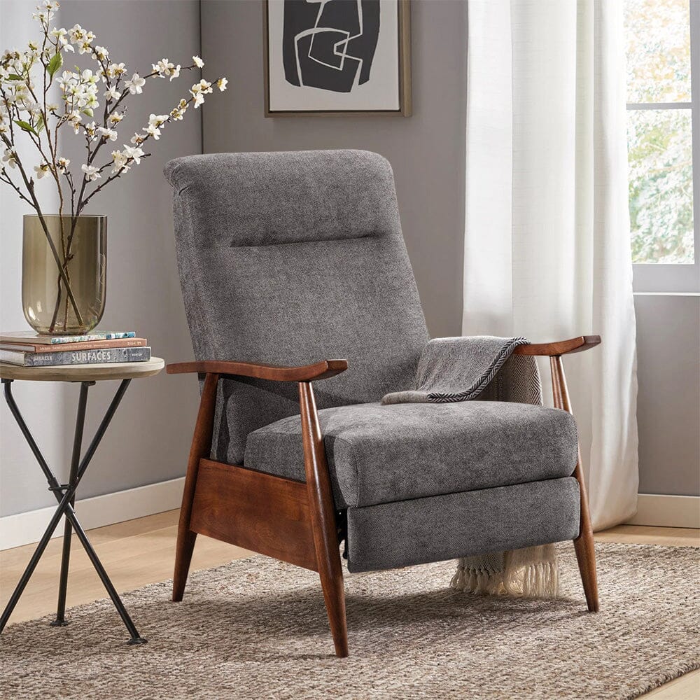 Mid-Century Modern Reclining Armchair – Grey Faux Cashmere Living and Home 