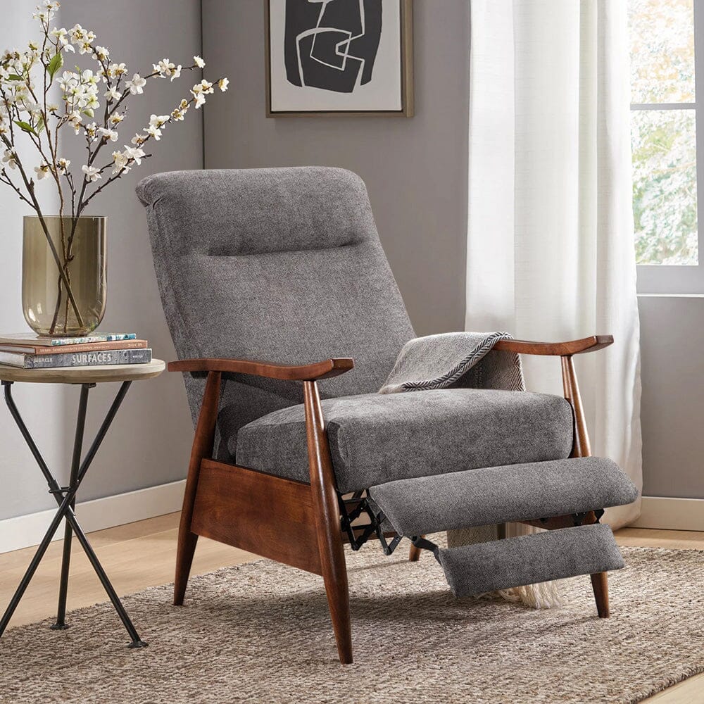 Mid-Century Modern Reclining Armchair – Grey Faux Cashmere Living and Home 