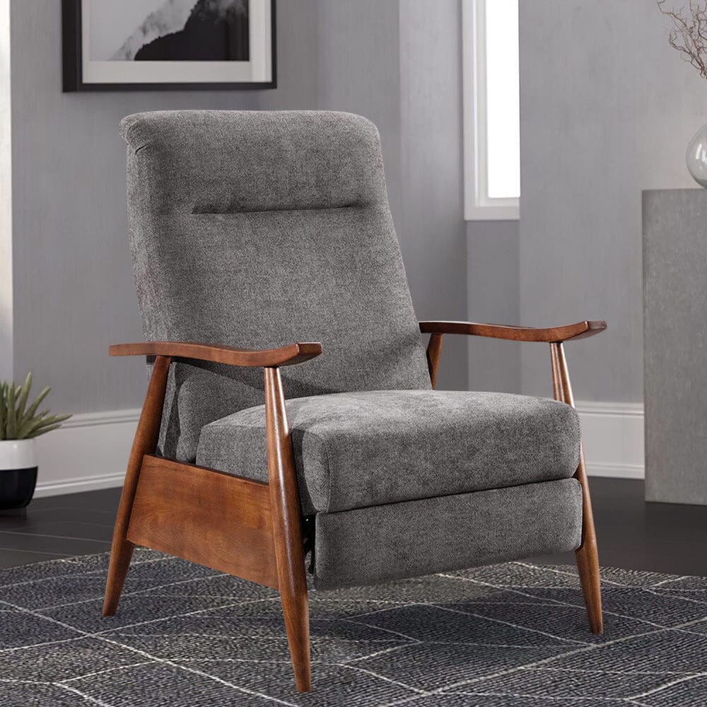 Mid-Century Modern Reclining Armchair – Grey Faux Cashmere Living and Home 