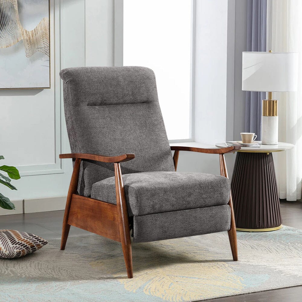 Mid-Century Modern Reclining Armchair – Grey Faux Cashmere Living and Home 