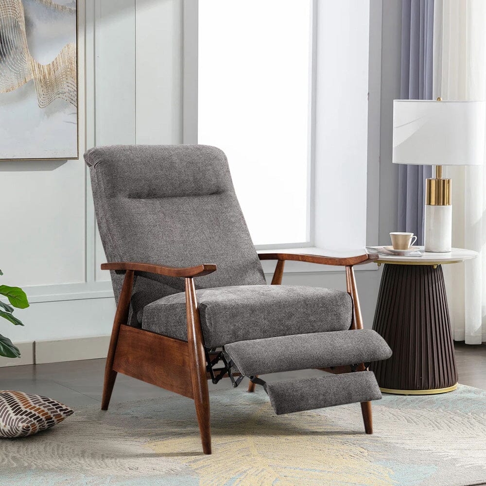 Mid-Century Modern Reclining Armchair – Grey Faux Cashmere Living and Home 