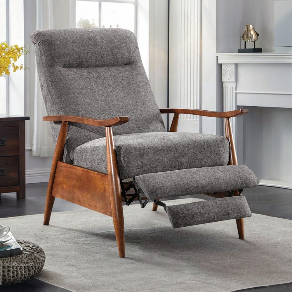 Mid-Century Modern Reclining Armchair – Grey Faux Cashmere Living and Home 