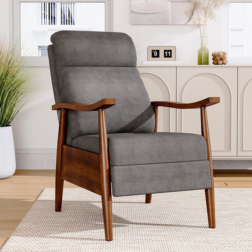 Mid-Century Modern Reclining Armchair – Grey Faux Cashmere Living and Home 