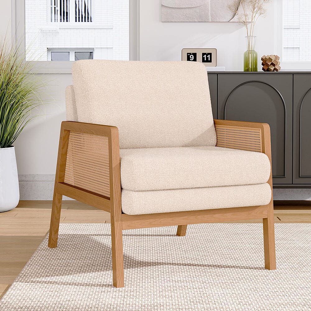 Scandi-Boho Rattan & Wood Accent Chair Collection – Multi-Colour Options Living and Home 