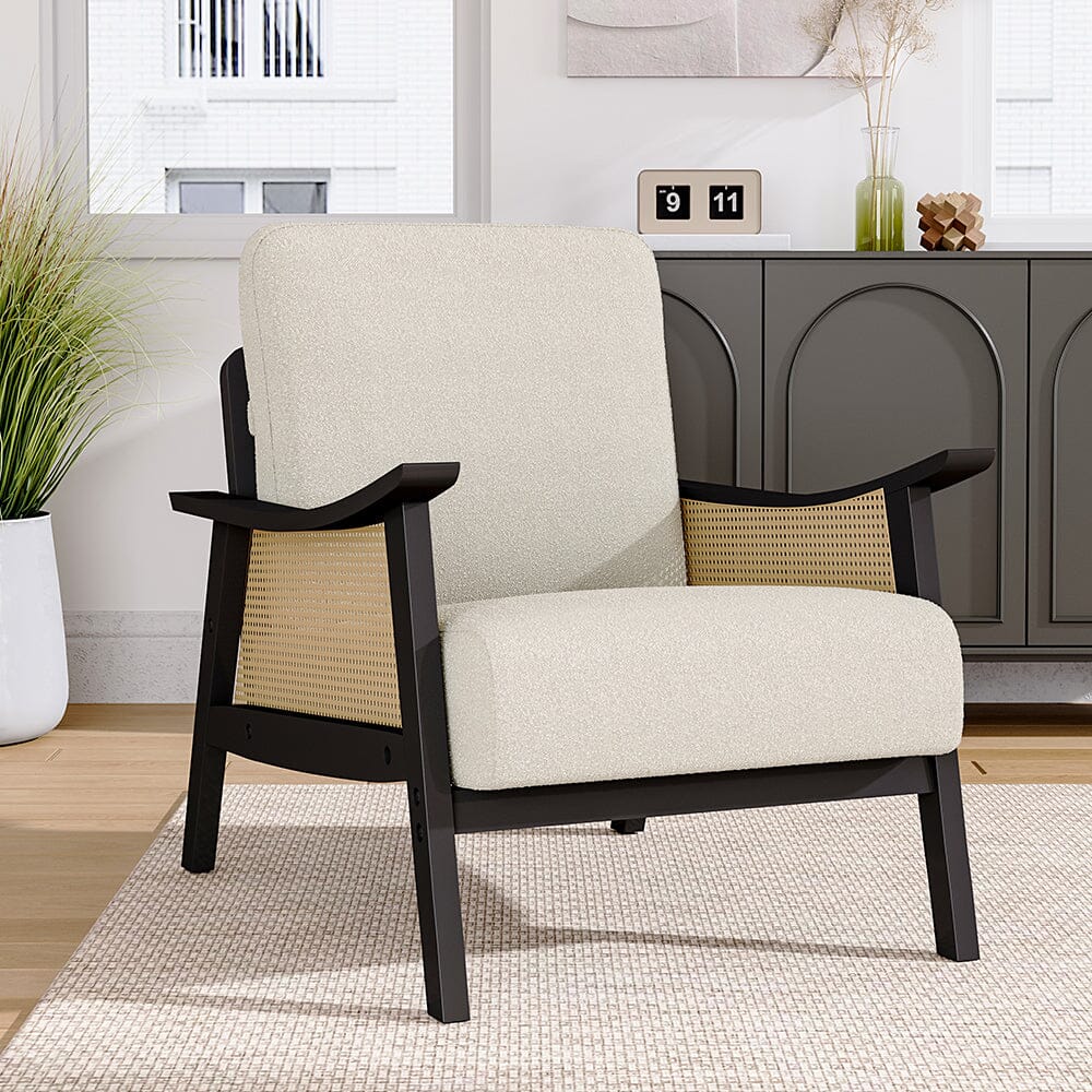 Scandi-Boho Rattan & Wood Accent Chair Collection – Multi-Colour Options Living and Home 