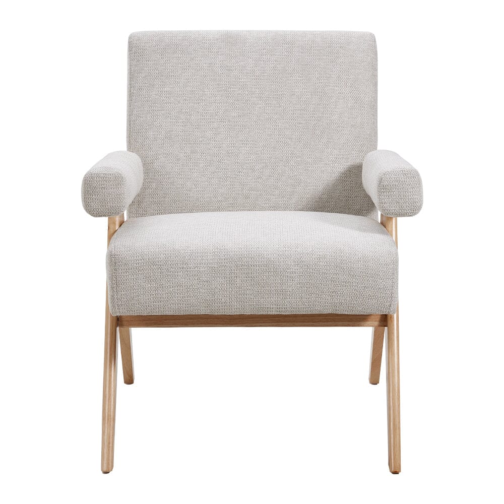 Linen Upholsteried Wooden Armchair Armchair Living and Home 