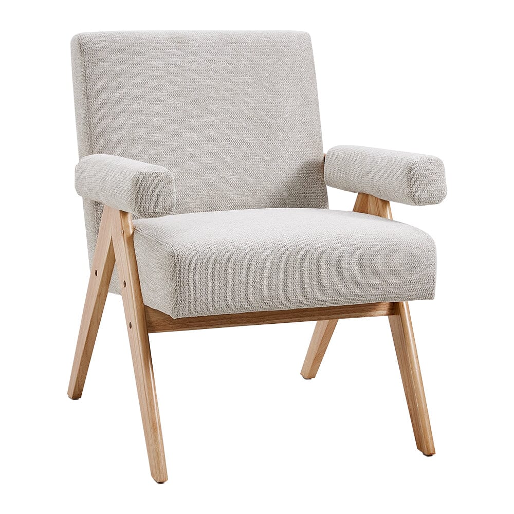 Linen Upholsteried Wooden Armchair Armchair Living and Home 