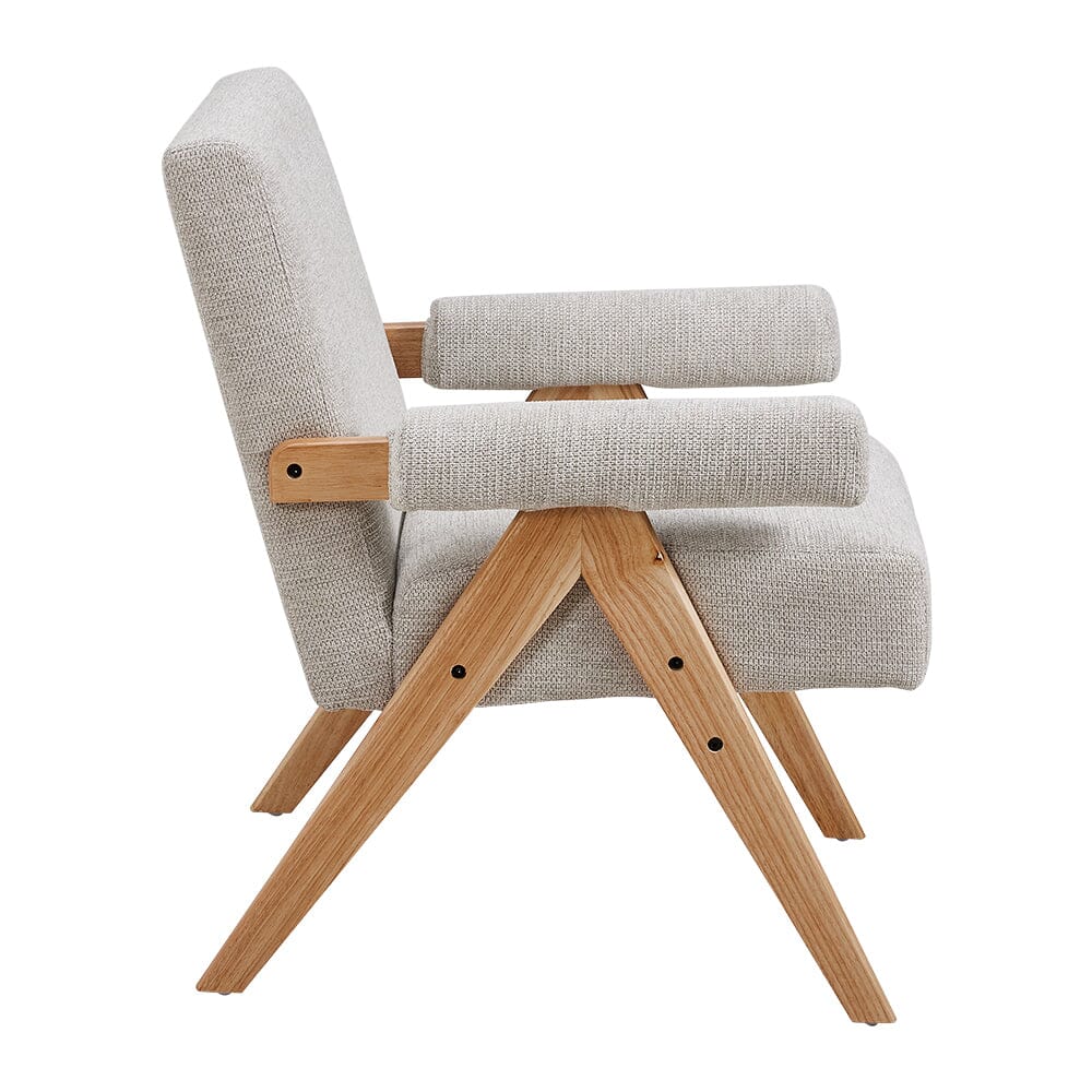 Linen Upholsteried Wooden Armchair Armchair Living and Home 