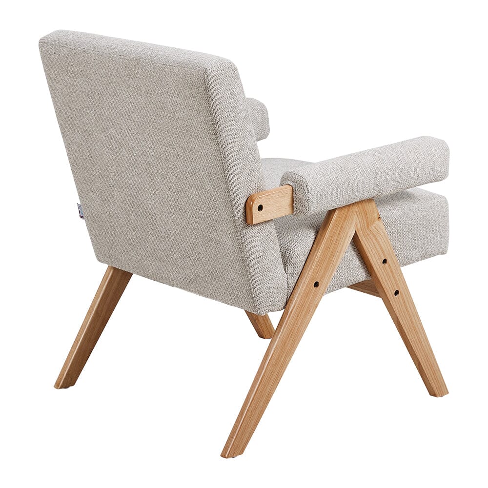 Linen Upholsteried Wooden Armchair Armchair Living and Home 