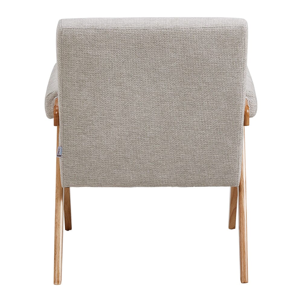 Linen Upholsteried Wooden Armchair Armchair Living and Home 