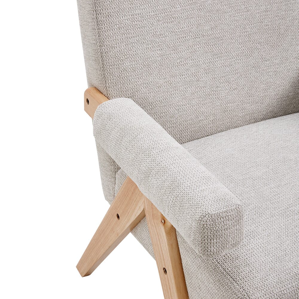 Linen Upholsteried Wooden Armchair Armchair Living and Home 