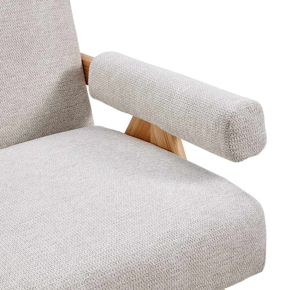Linen Upholsteried Wooden Armchair Armchair Living and Home 