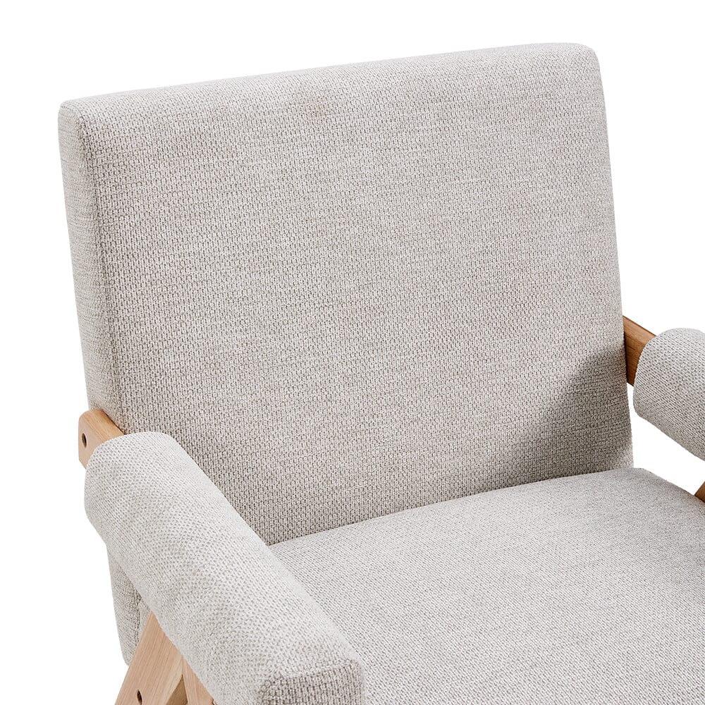 Linen Upholsteried Wooden Armchair Armchair Living and Home 