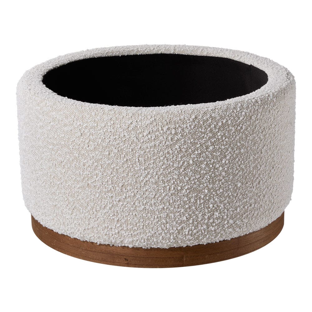 Large Off-White Fleece Storage Ottoman with Wooden Base Living and Home 