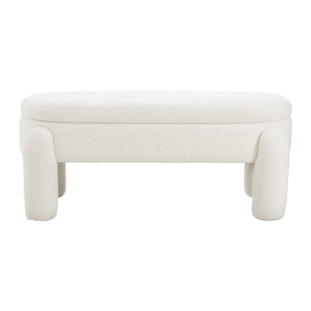 White Teddy Fleece Storage Bench with Flip Lid Support Living and Home 