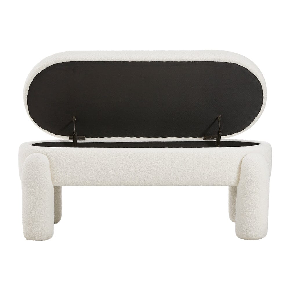 White Teddy Fleece Storage Bench with Flip Lid Support Living and Home 