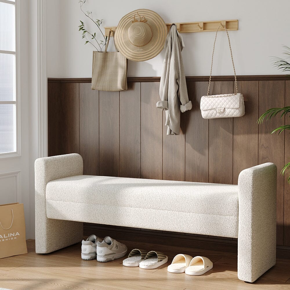 Modern Teddy Fabric Bench with Armrests Living and Home 