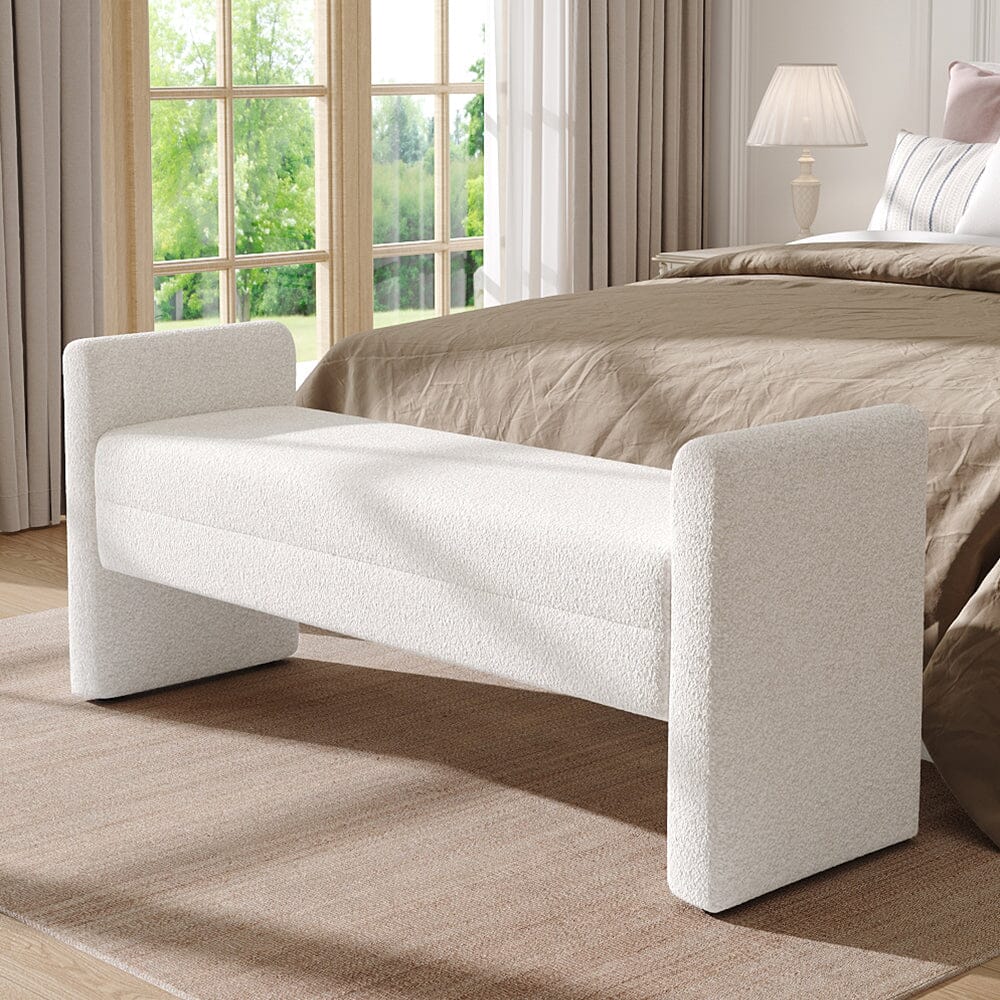 Modern Teddy Fabric Bench with Armrests Living and Home 