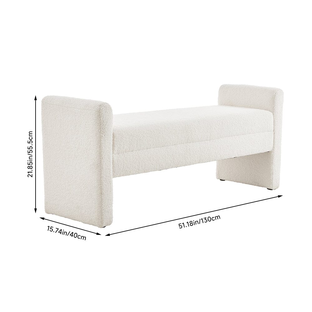 Modern Teddy Fabric Bench with Armrests Living and Home 