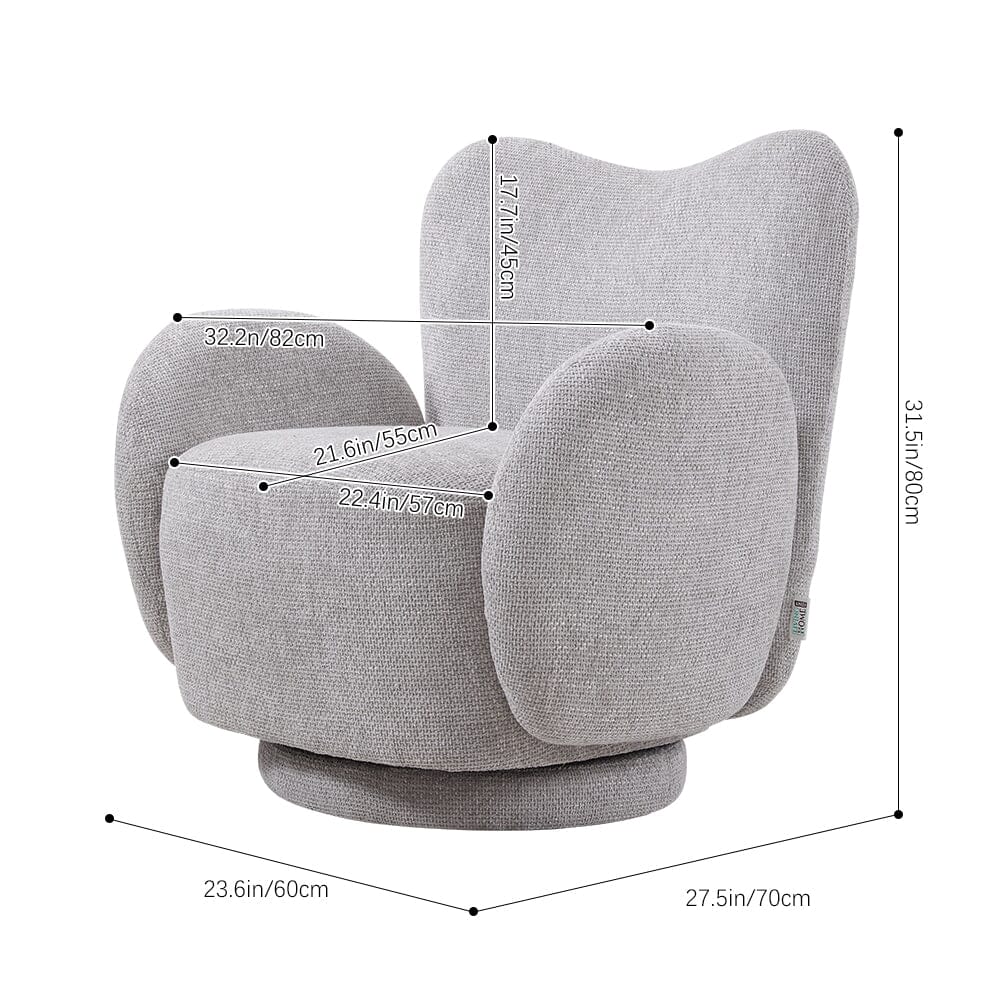 Cloud-Like Swivel Accent Chair – Grey Textured Fabric Living and Home 
