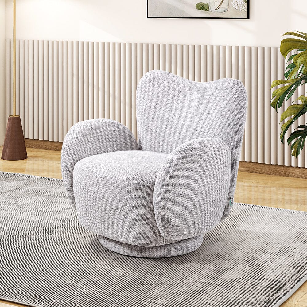 Cloud-Like Swivel Accent Chair – Grey Textured Fabric Living and Home 