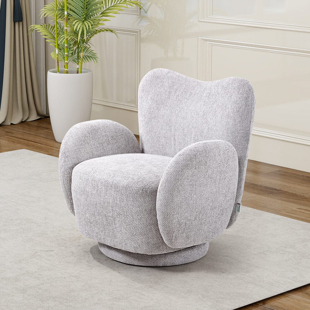 Cloud-Like Swivel Accent Chair – Grey Textured Fabric Living and Home 