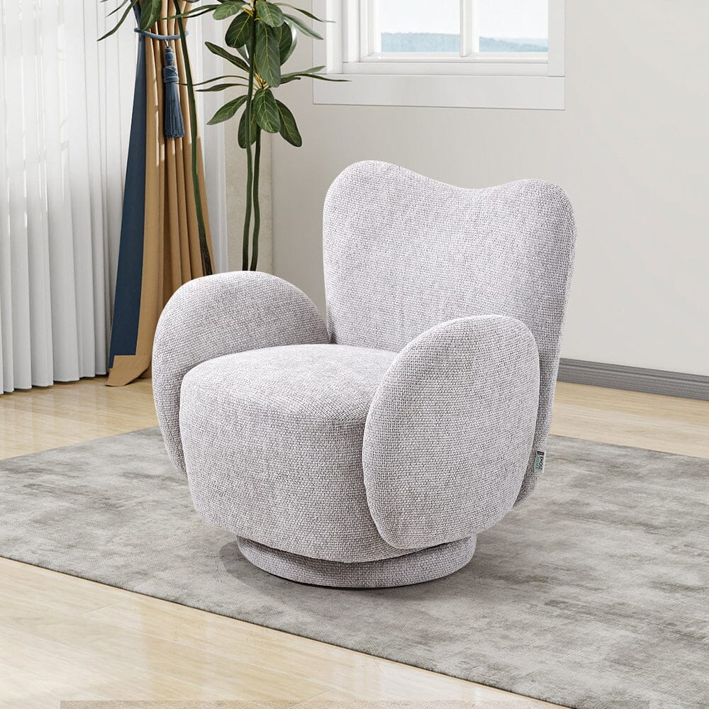 Cloud-Like Swivel Accent Chair – Grey Textured Fabric Living and Home 