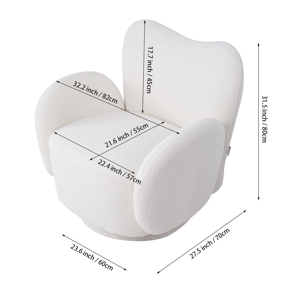 Playful Cloud Swivel Accent Chair – Cream Teddy Fleece Living and Home 