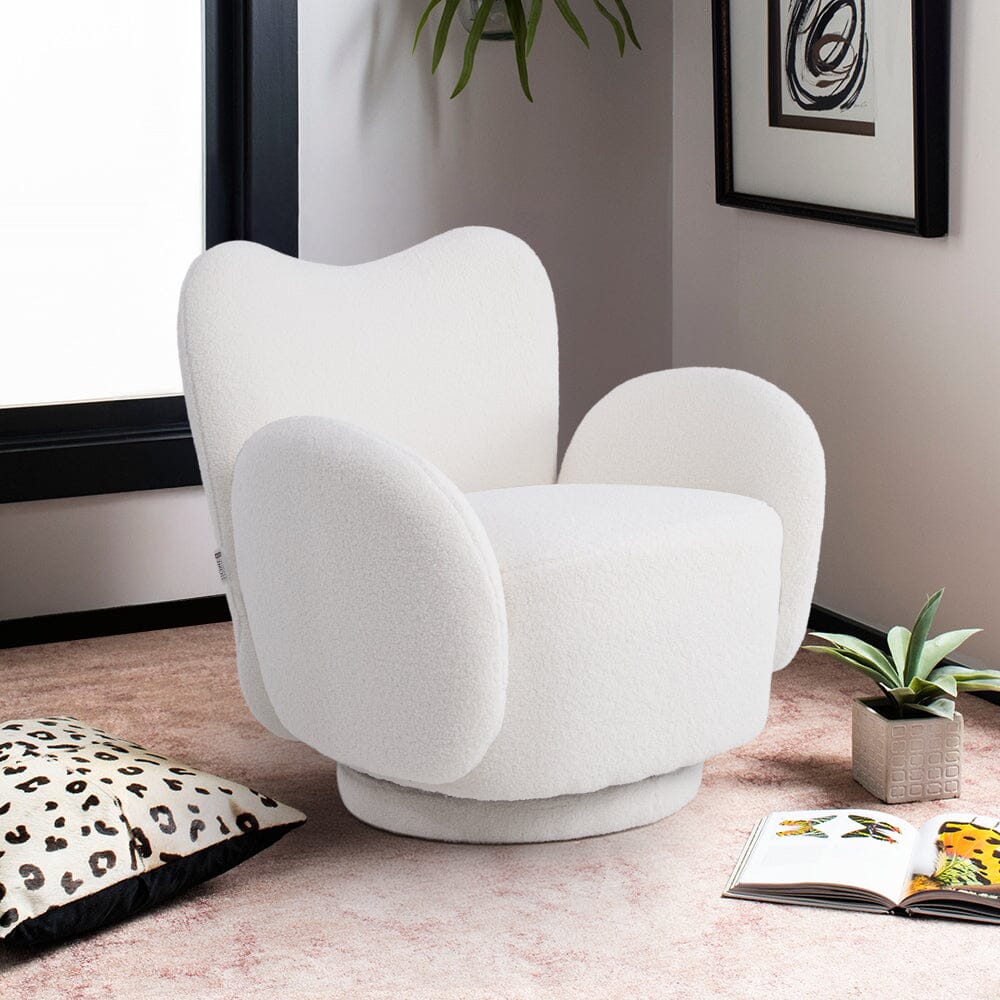 Playful Cloud Swivel Accent Chair – Cream Teddy Fleece Living and Home 