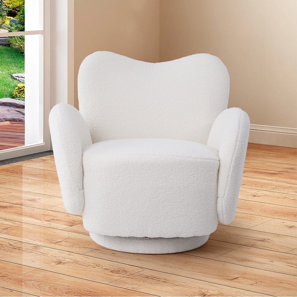 Playful Cloud Swivel Accent Chair – Cream Teddy Fleece Living and Home 