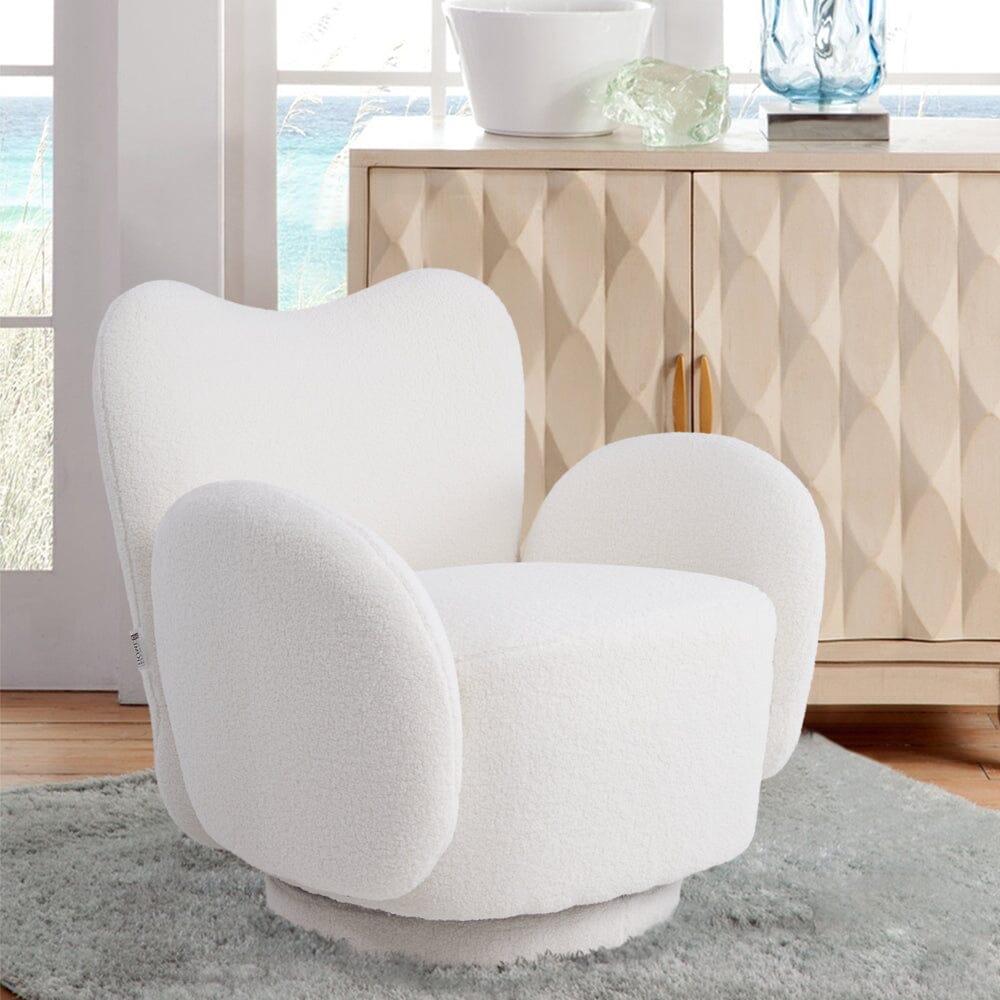 Playful Cloud Swivel Accent Chair – Cream Teddy Fleece Living and Home 