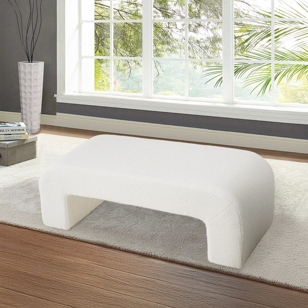 Modern U-Shaped Fabric Bench Collection Living and Home White 