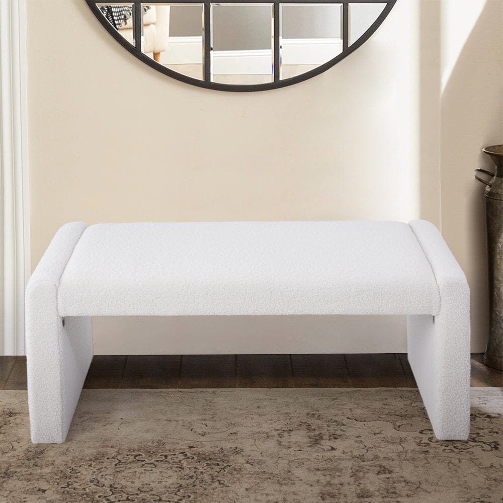 Modern Teddy Fleece Upholstered Bench Living and Home 