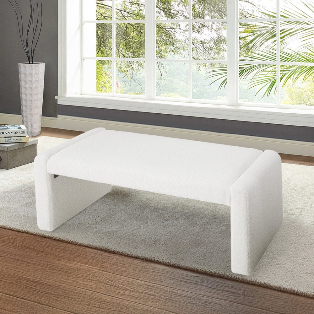 Modern Teddy Fleece Upholstered Bench Living and Home 