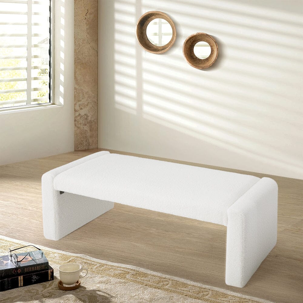 Modern Teddy Fleece Upholstered Bench Living and Home 