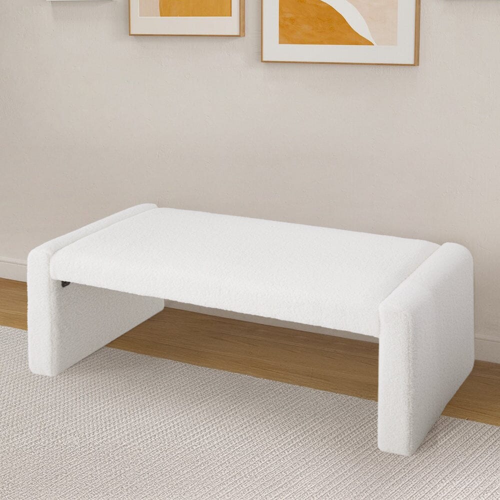 Modern Teddy Fleece Upholstered Bench Living and Home 