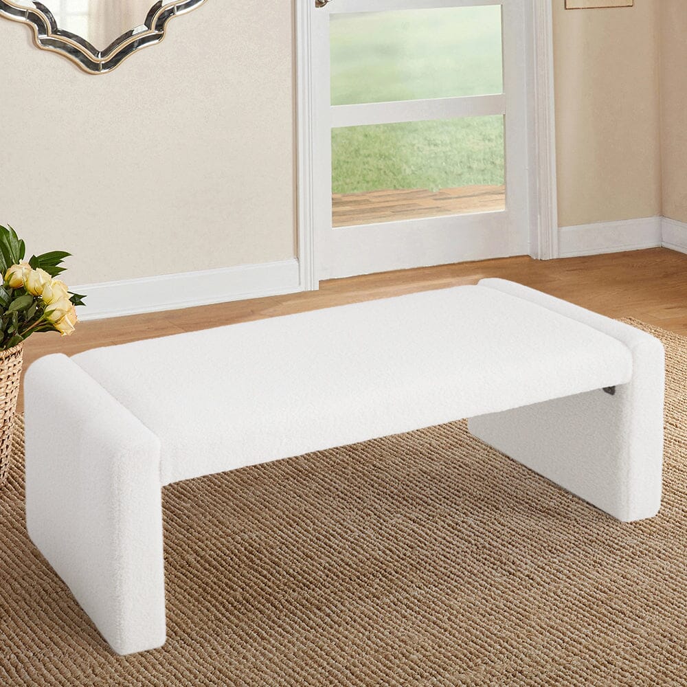 Modern Teddy Fleece Upholstered Bench Living and Home 