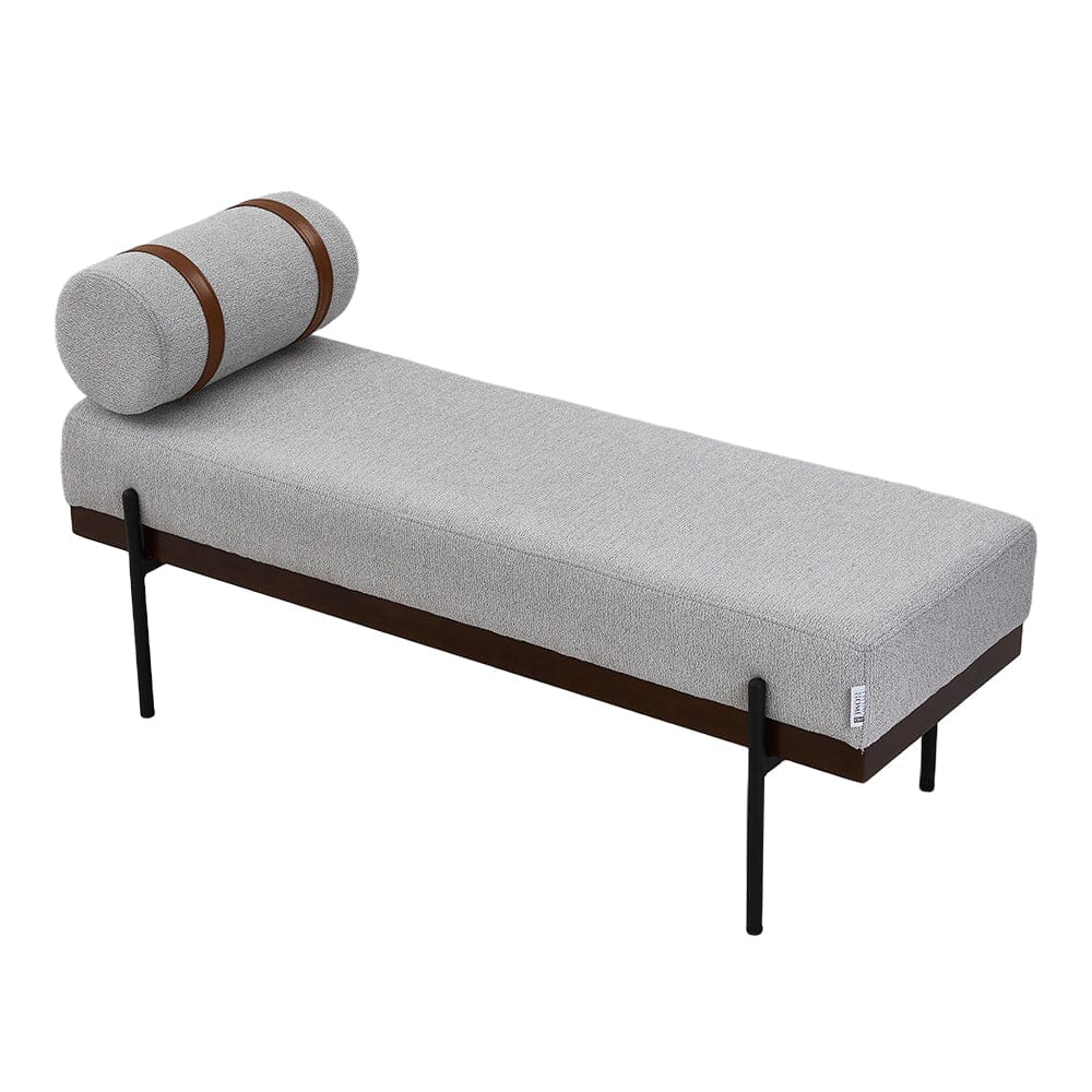 Modern Fabric Bench with Bolster Pillow Living and Home Light gray 