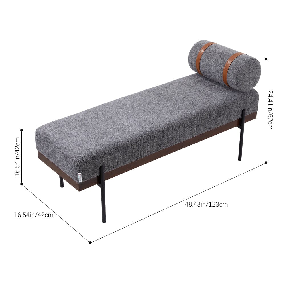 Modern Fabric Bench with Bolster Pillow Living and Home 