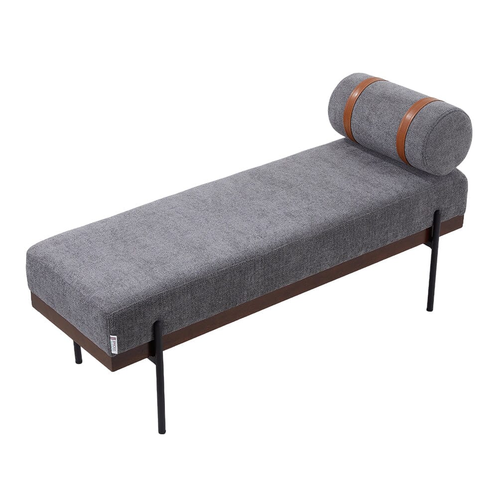 Modern Fabric Bench with Bolster Pillow Living and Home Dark gray 