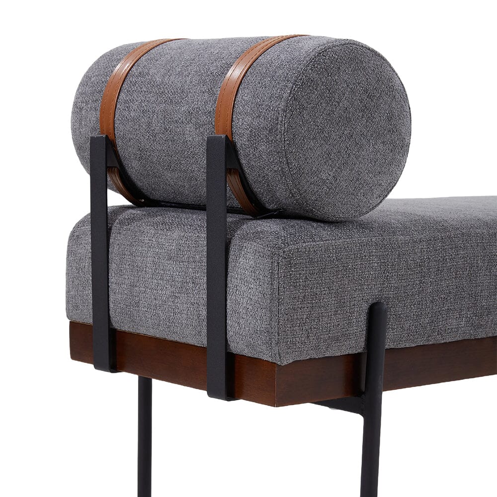 Modern Fabric Bench with Bolster Pillow Living and Home 