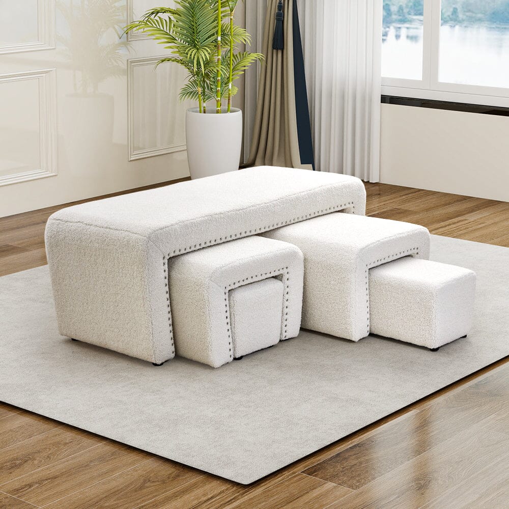 Modular Teddy Fabric Combination Stool Set Living and Home 